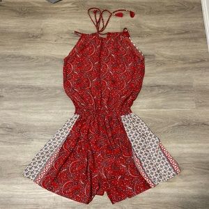 Open back, adjustable romper with pleated shorts